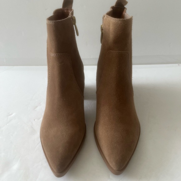 FRANCO SARTO $149 Sager Boots Tan Suede Chelsea Bootie Stacked Heel Size 5 NWT - Picture 5 of 8